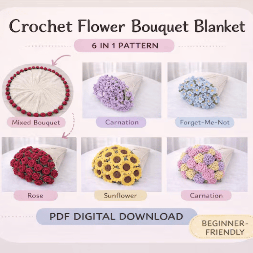 Crochet Flower Bouquet Blanket Pattern