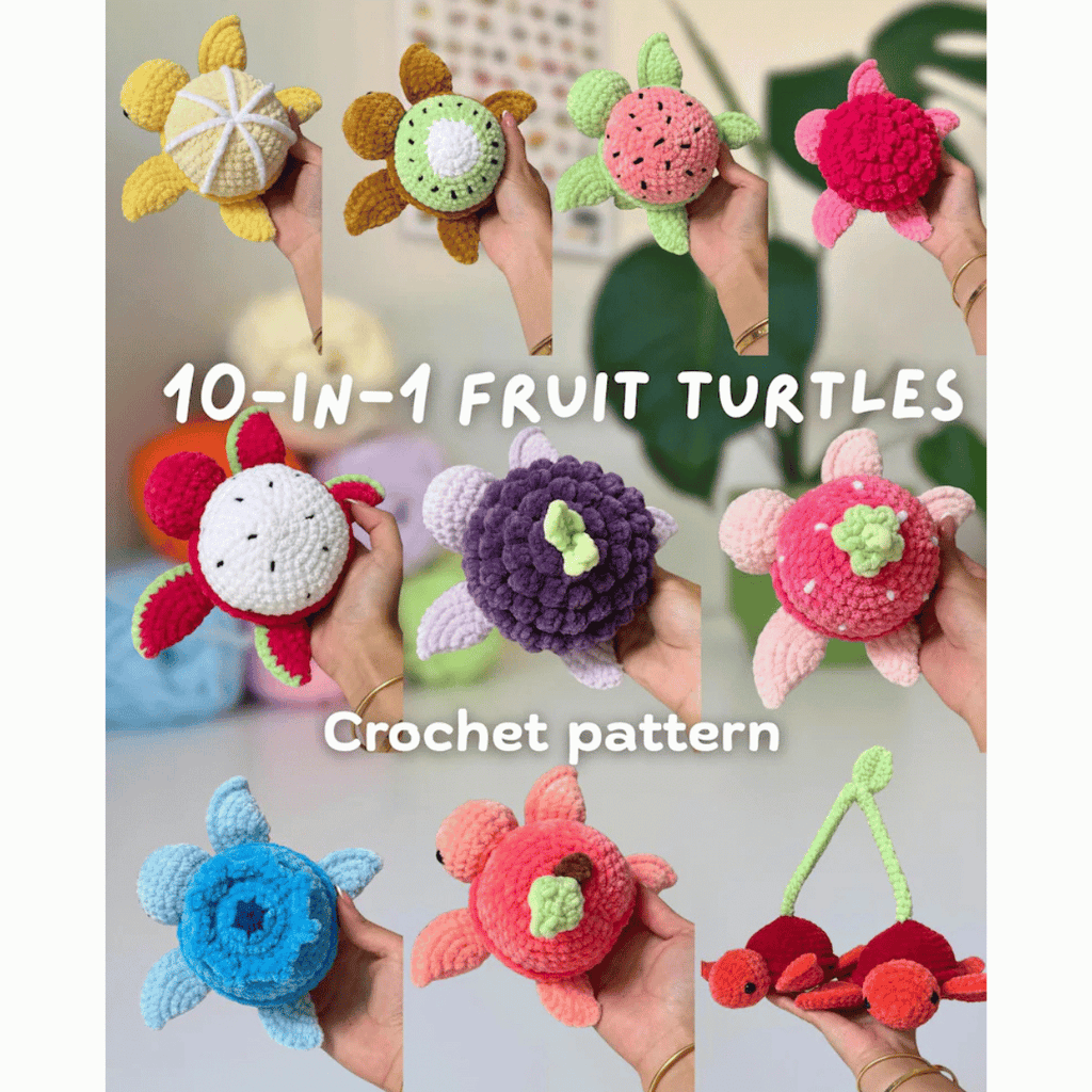 10-in-1 Fruit Turtle Crochet Pattern Bundle