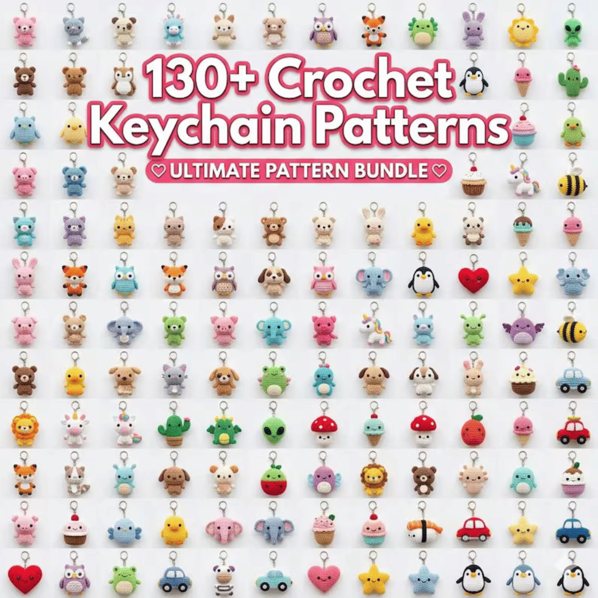 130+ Crochet Keychain Pattern Bundle
