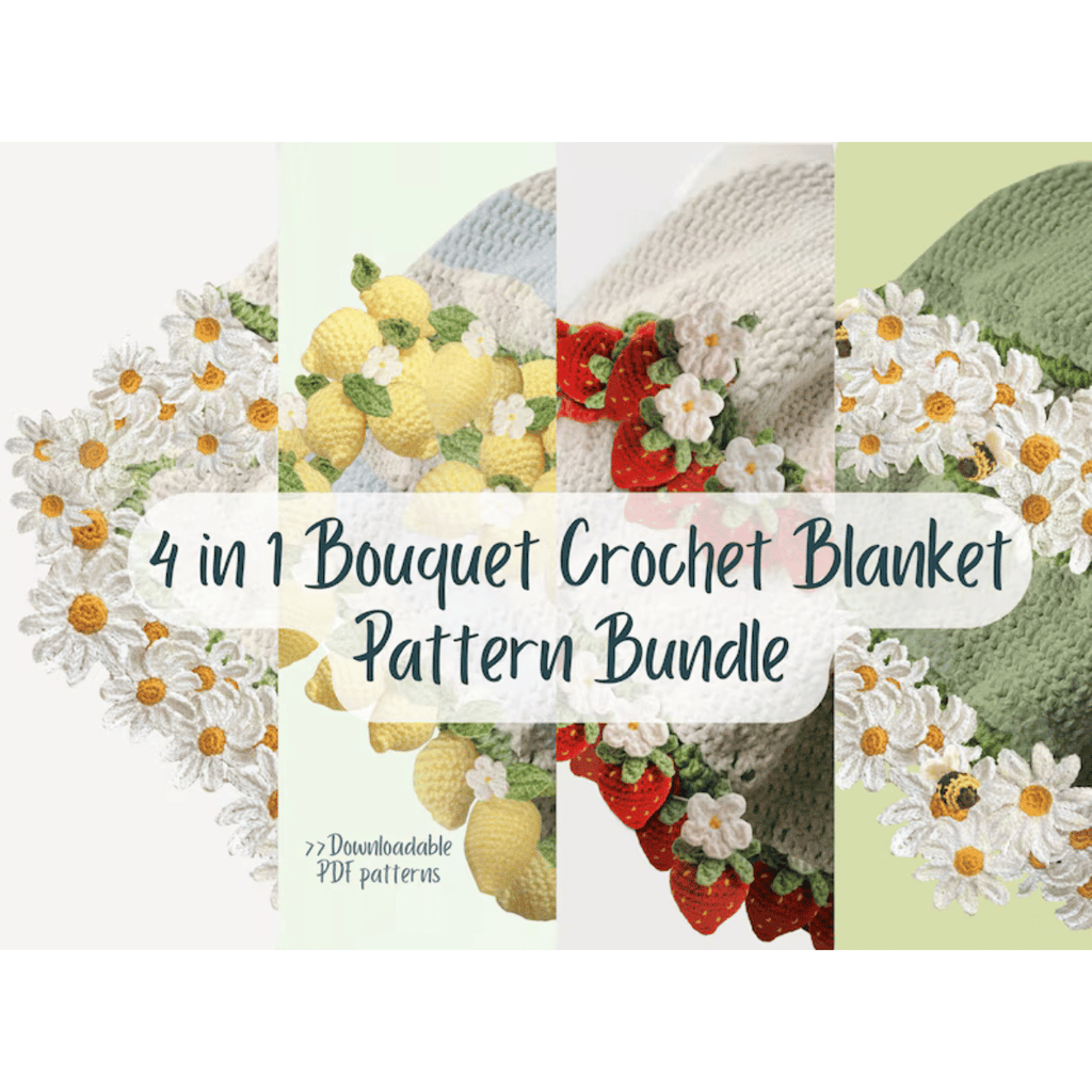 Bouquet Blanket Crochet Pattern Bundle – Floral Afghan & Granny Square PDF Collection