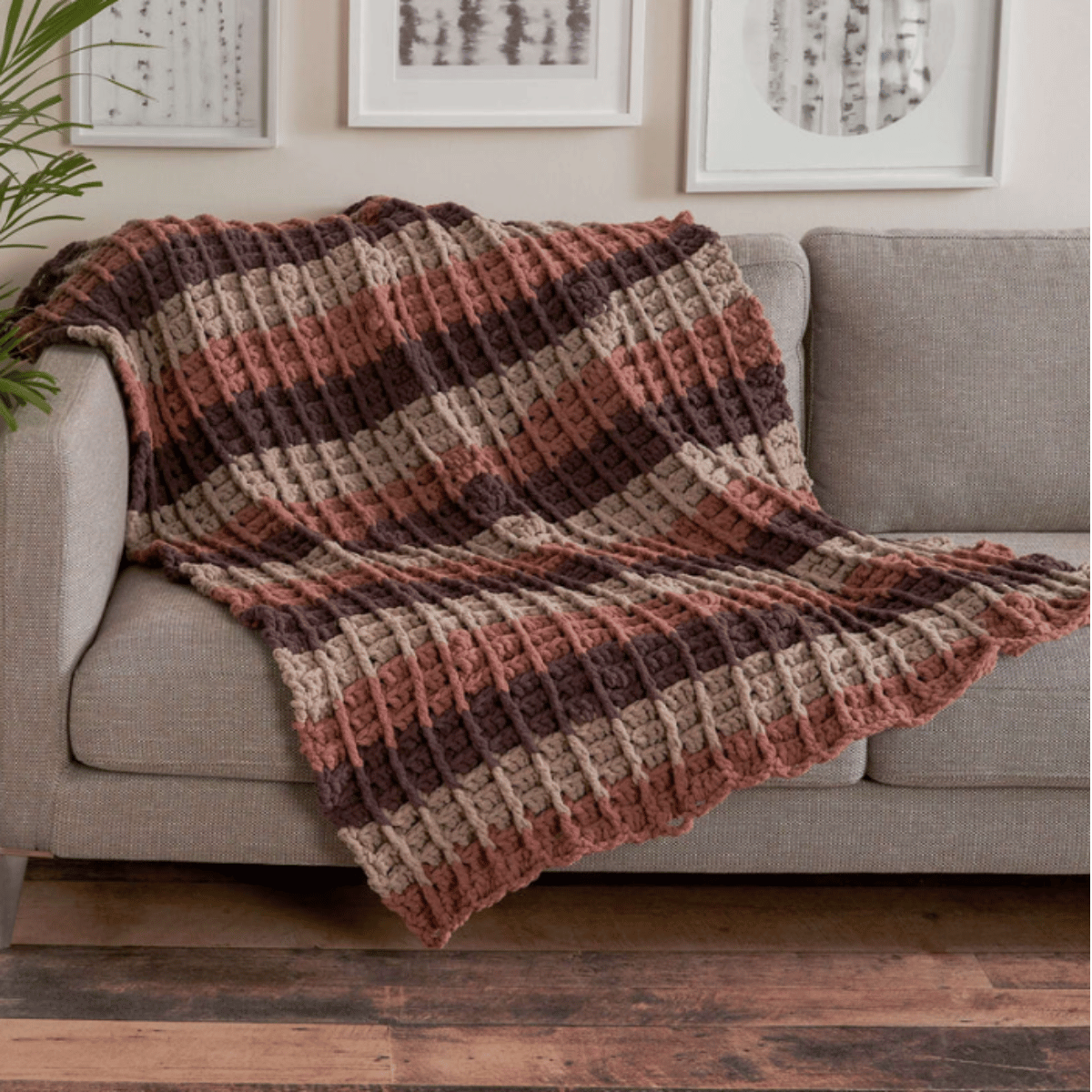 Bernat Bricks Crochet Blanket Pattern – Chunky Textured Afghan PDF