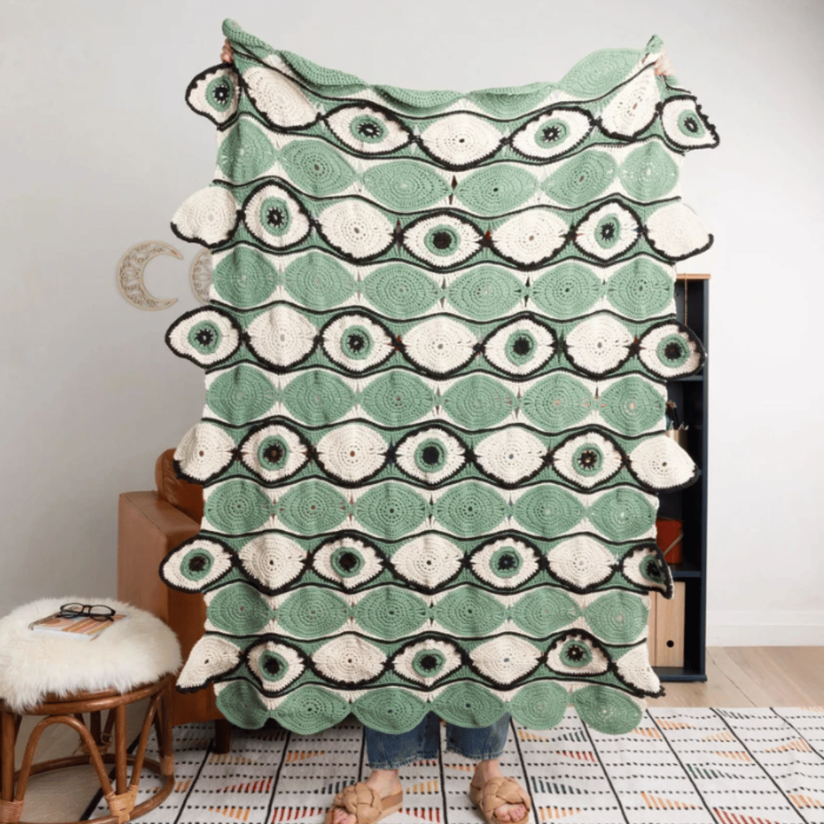 Bernat Eye See You Crochet Blanket Pattern – Textured Eyelet Afghan PDF