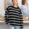 Bernat Eyelet Stripes Crochet Pullover Pattern – Lightweight Sweater PDF