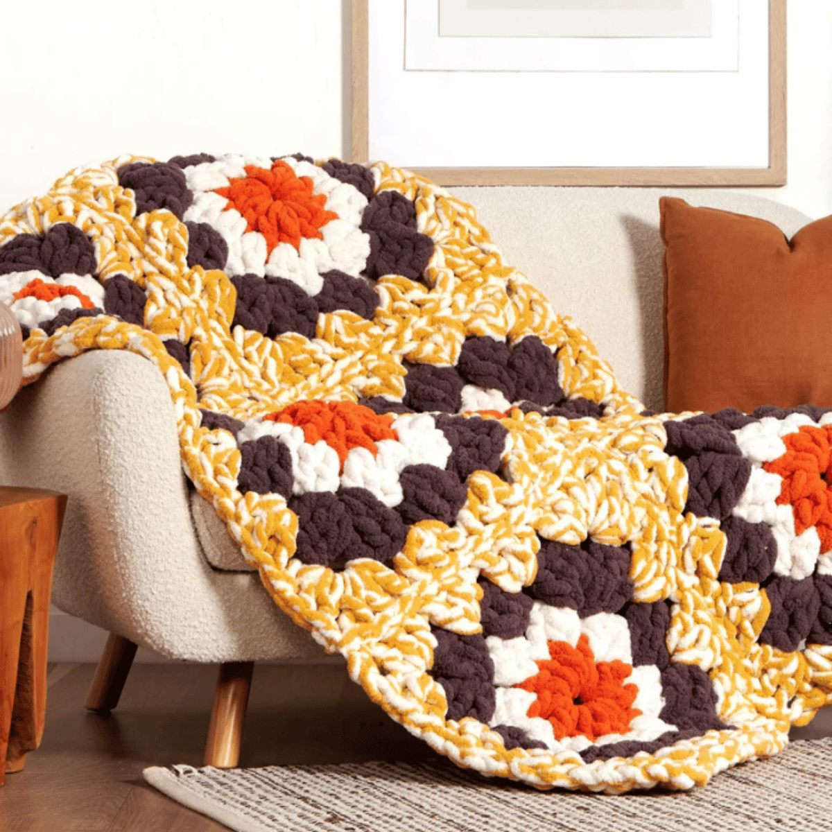 Bernat Gigantic Granny Crochet Blanket or Rug Pattern – Jumbo Granny Square PDF