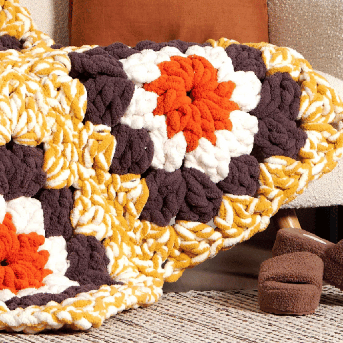 Bernat Gigantic Granny Crochet Blanket or Rug Pattern – Jumbo Granny Square PDF
