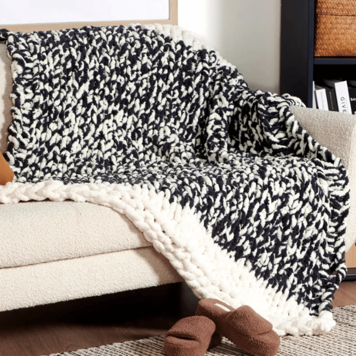 Bernat Go With the Flow Table Knit Blanket Pattern