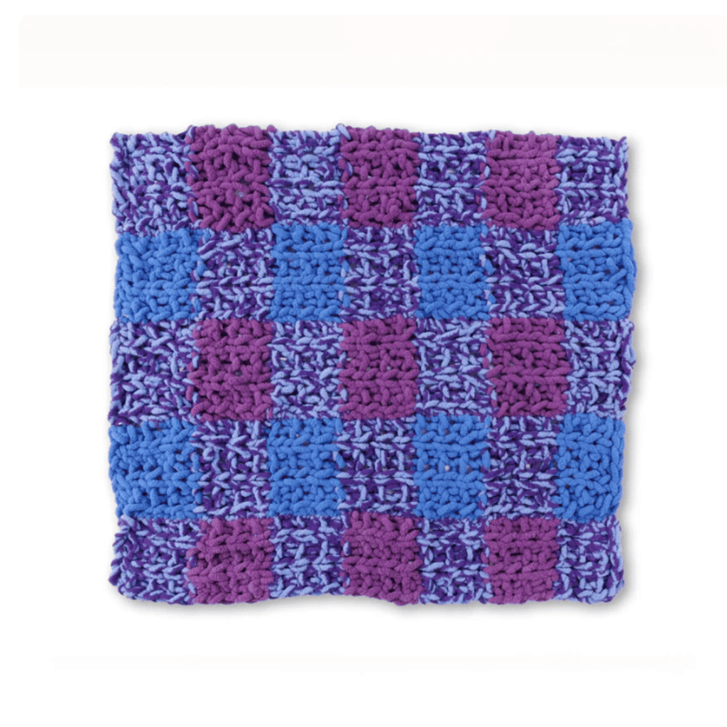 Bernat Just Plaid to Be Here Table Knit Blanket