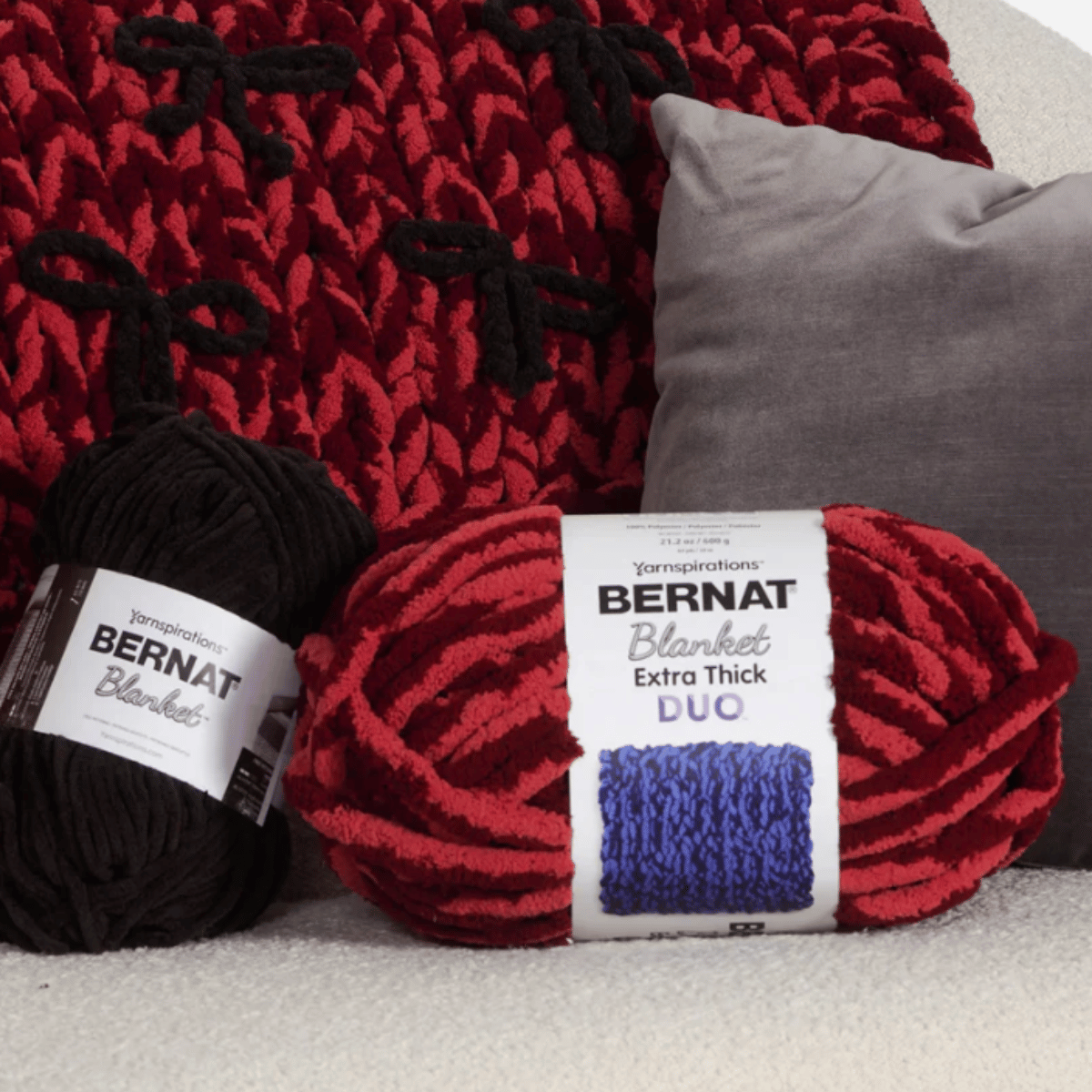 Bernat Put a Bow On It Table Knit Blanket Pattern