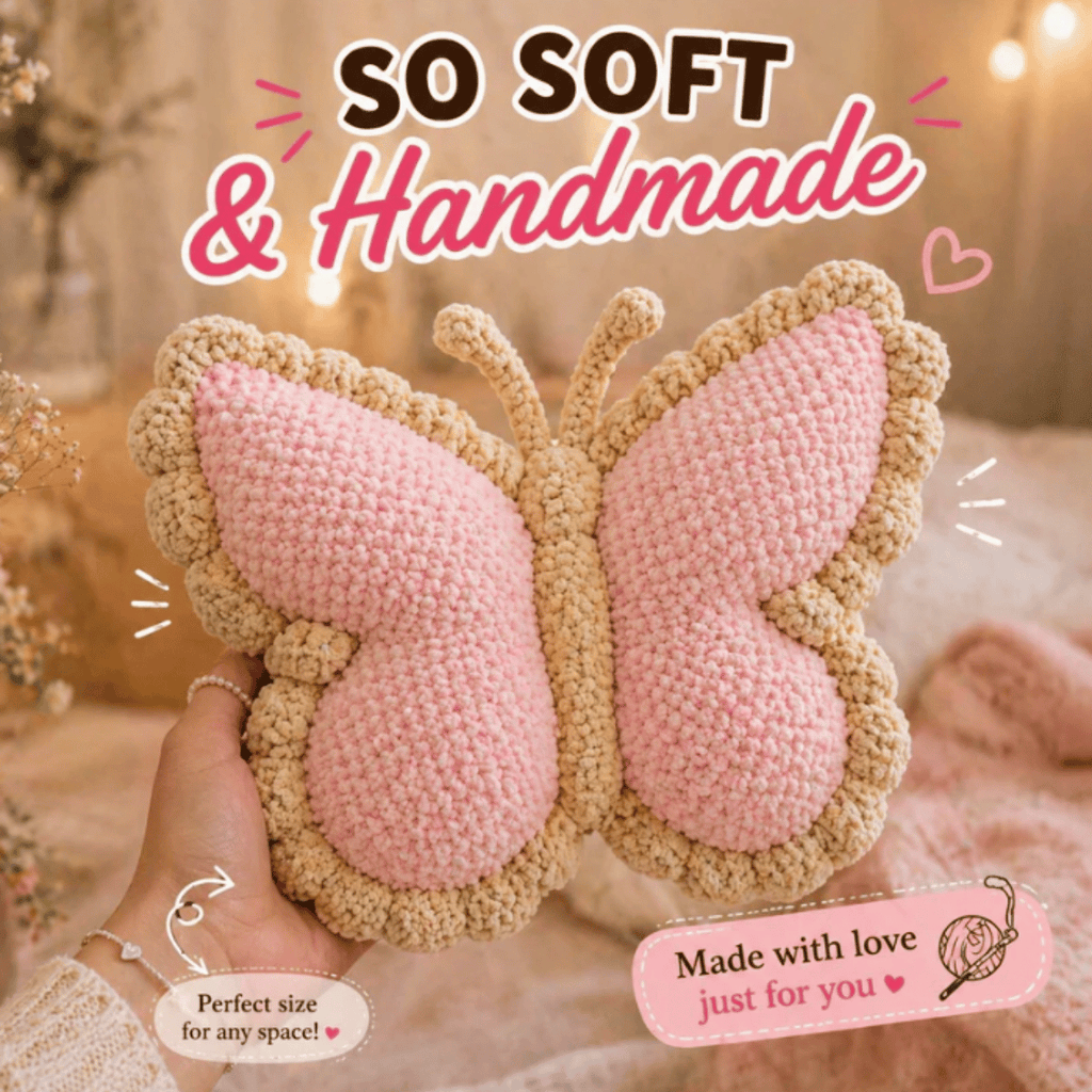Butterfly Crochet Pillow Pattern PDF – Cute Amigurumi Cushion DIY