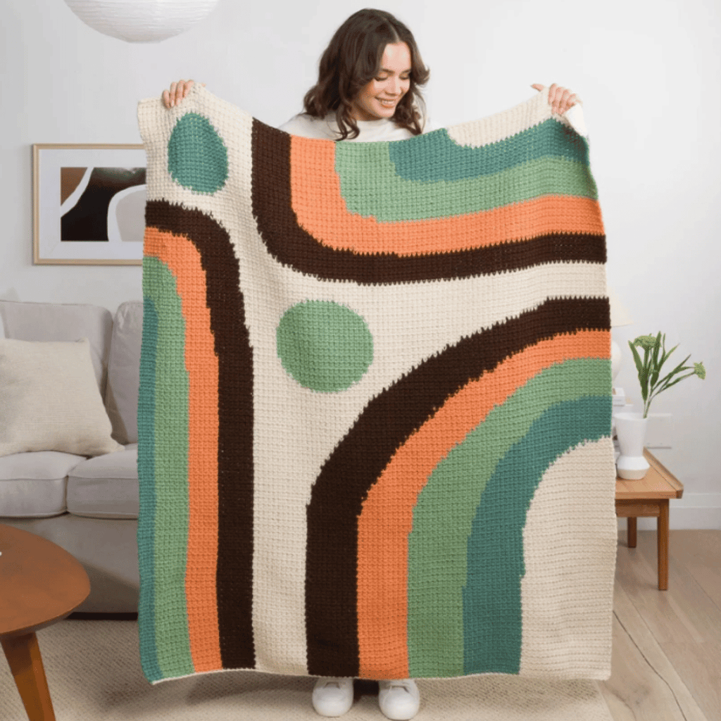 Caron Calm Current Crochet Blanket