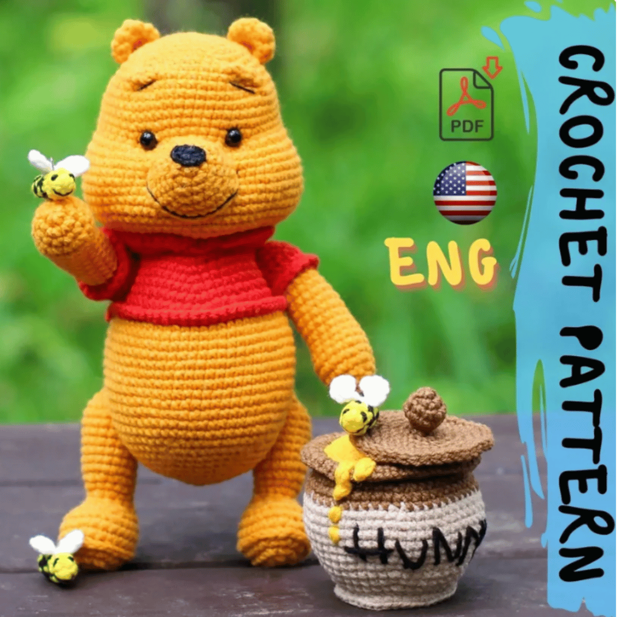 Lovely Teddy Bear Crochet Pattern PDF – Easy Amigurumi Plush Baby Toy
