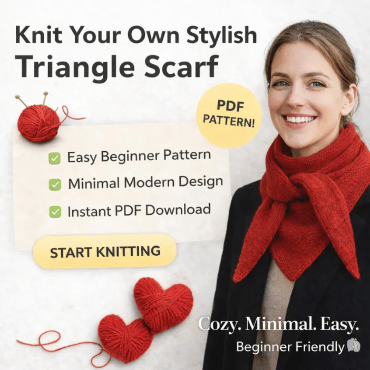 Easy Triangle Scarf Knitting Pattern – Cozy Shawl & Wrap PDF