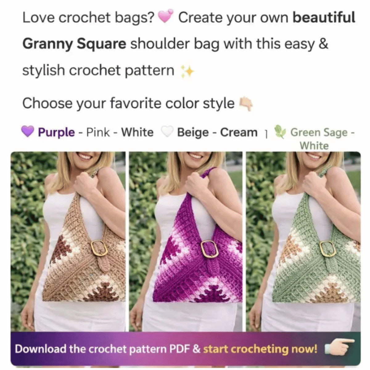 Granny Square Crochet Bag Pattern PDF – Stylish Tote Bag Digital Download