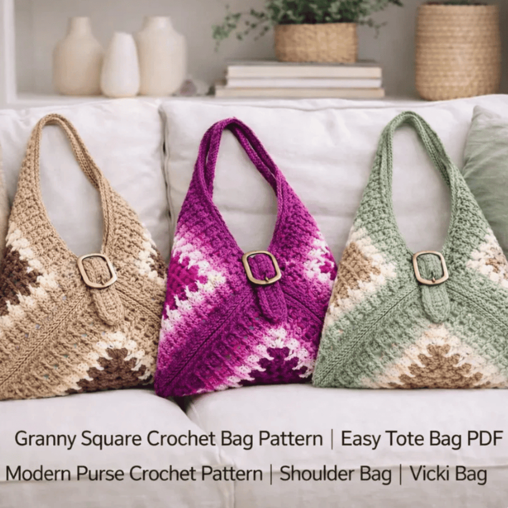 Granny Square Crochet Bag Pattern PDF – Stylish Tote Bag Digital Download