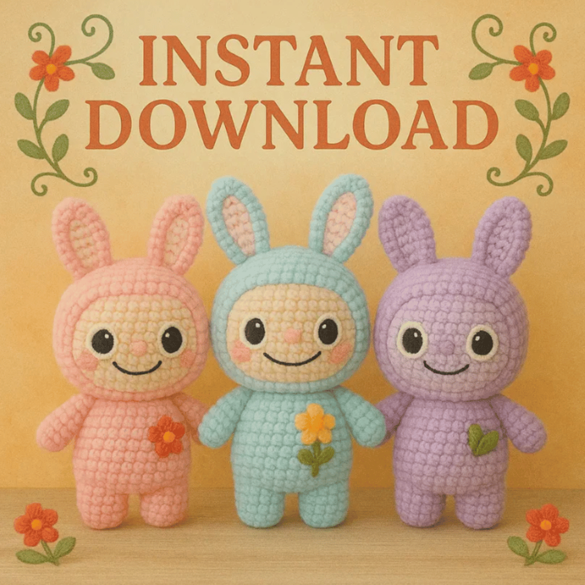 Labubu Bunny Crochet Pattern PDF – Cute Kawaii Amigurumi Bunny Doll