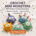 Mini Monsters Crochet Pattern Bundle – Cute Kawaii Amigurumi PDF Collection