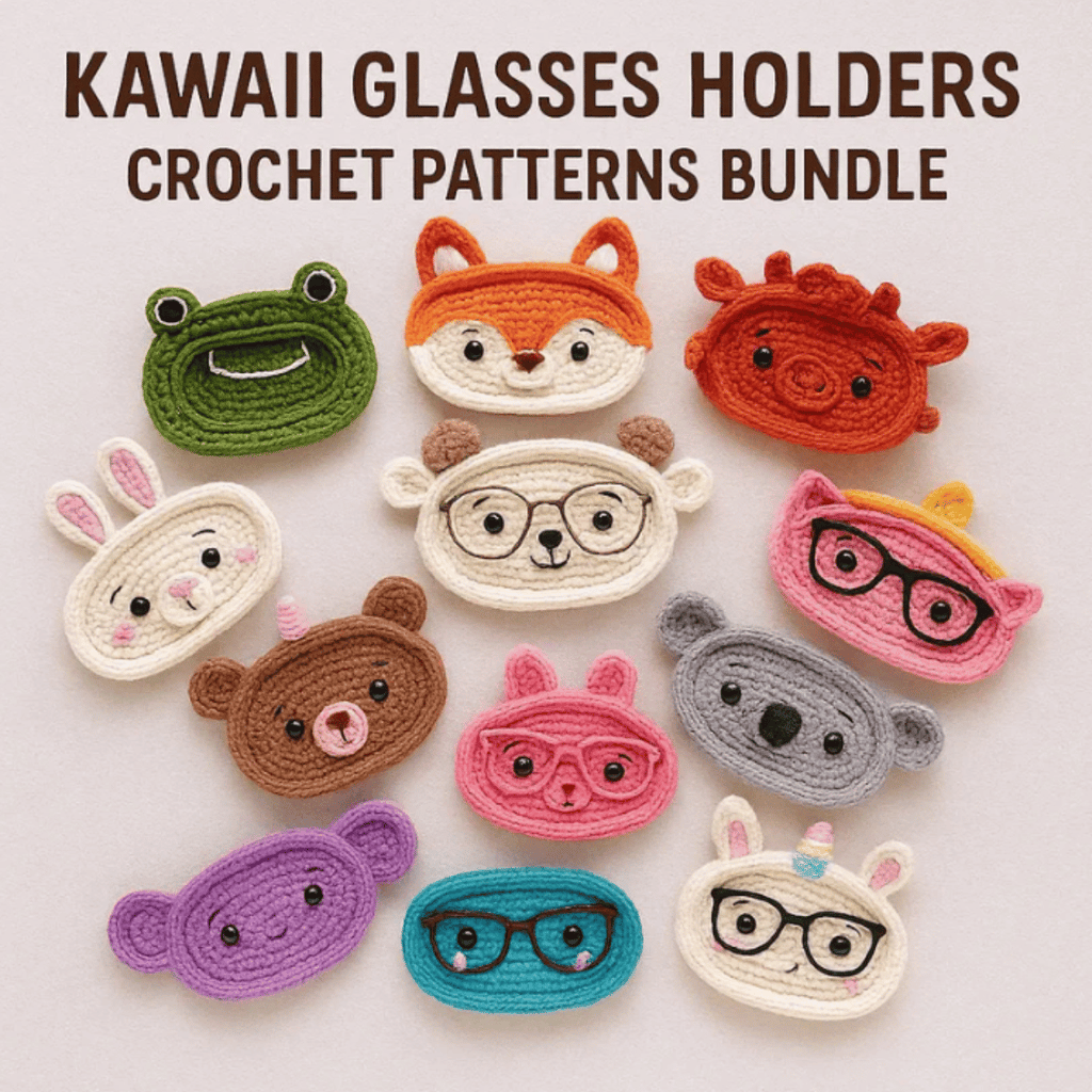 Kawaii Glasses Holders Crochet Pattern PDF – Cute Animal Eyeglass Stand Tutorial