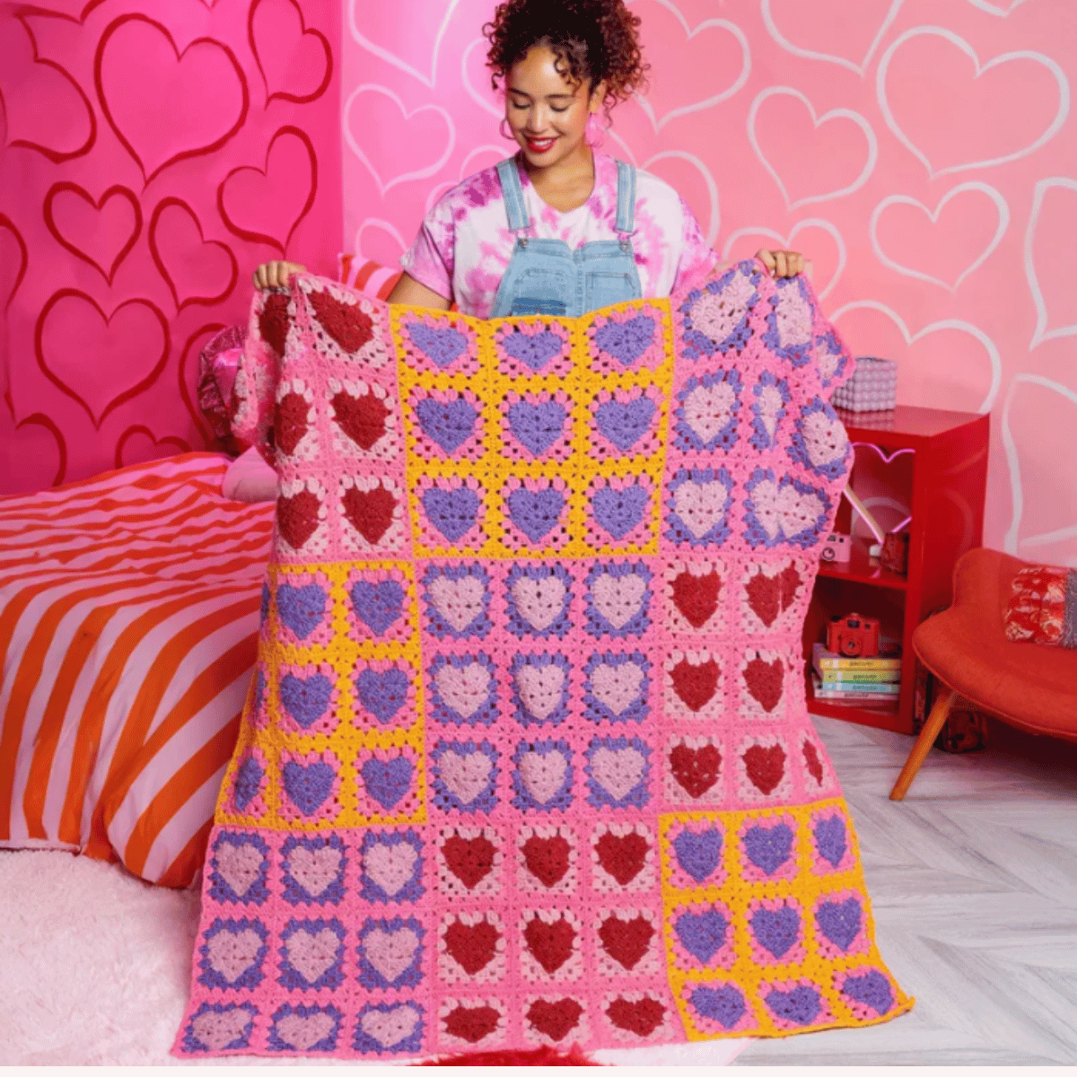 Red Heart Crochet Lots O’ Love Blanket Pattern – Cozy Heart Throw PDF