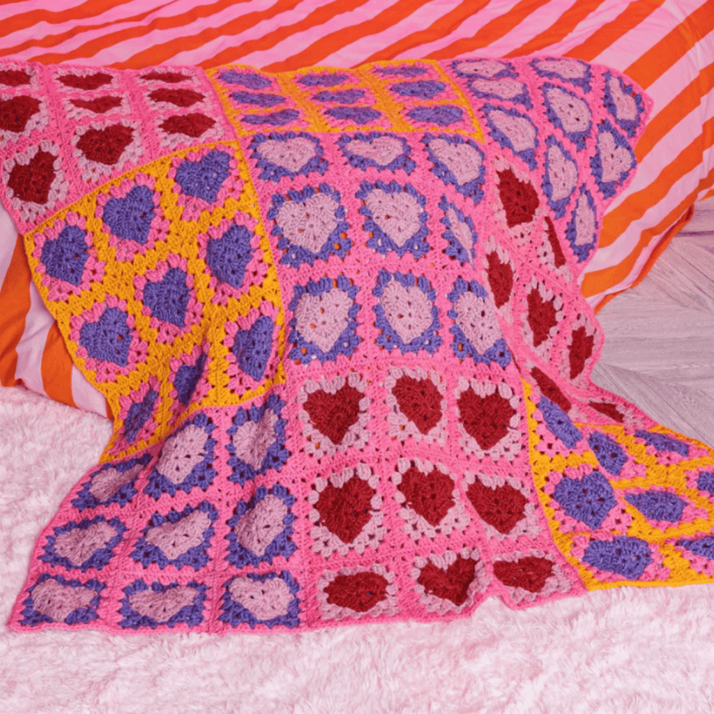 Red Heart Crochet Lots O’ Love Blanket Pattern – Cozy Heart Throw PDF