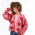 Red Heart Crochet Party Hearty Cardi Pattern – Heart Granny Square Cardigan PDF