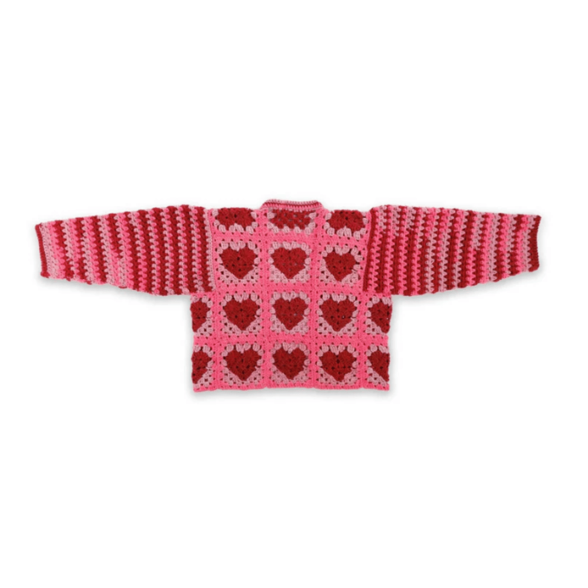 Red Heart Crochet Party Hearty Cardi Pattern – Heart Granny Square Cardigan PDF