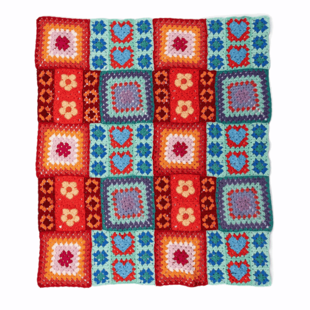 Red Heart Positively Zany Crochet Blanket Pattern – Colorful Cozy Throw PDF