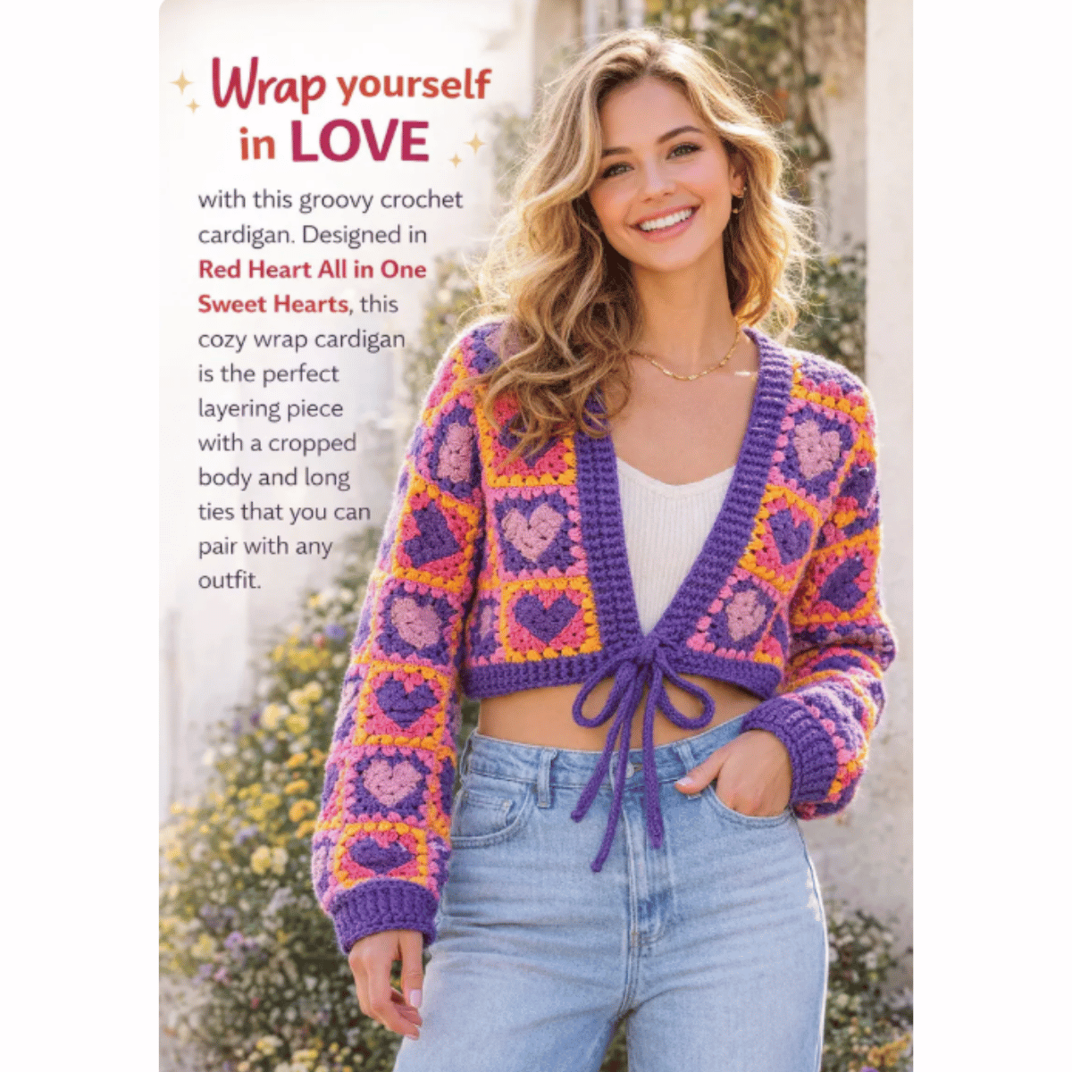 Red Heart Wrapped In Love Crochet Cardigan Pattern