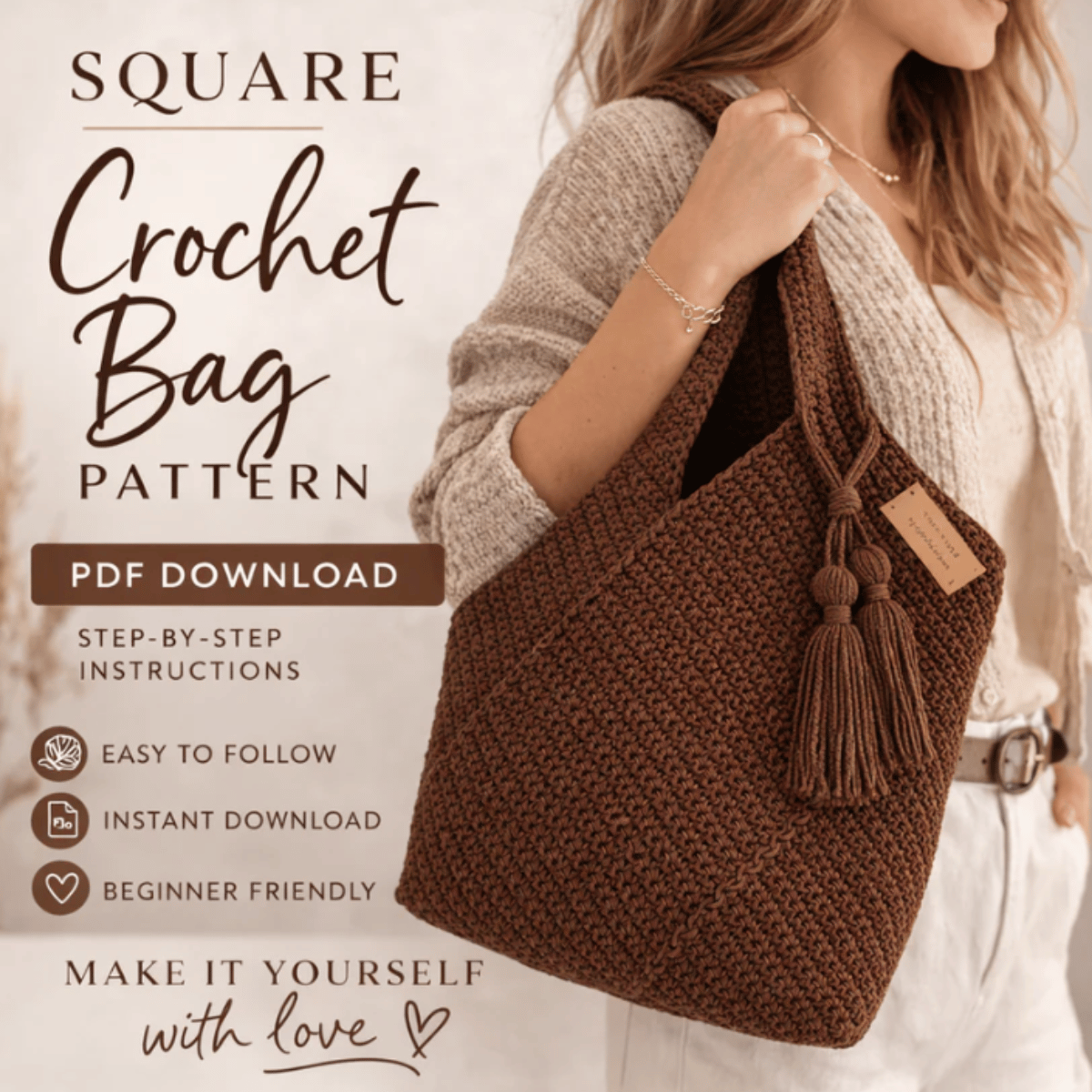 Crochet Tote Bag Pattern PDF – Stylish Handmade Everyday Market Bag Tutorial