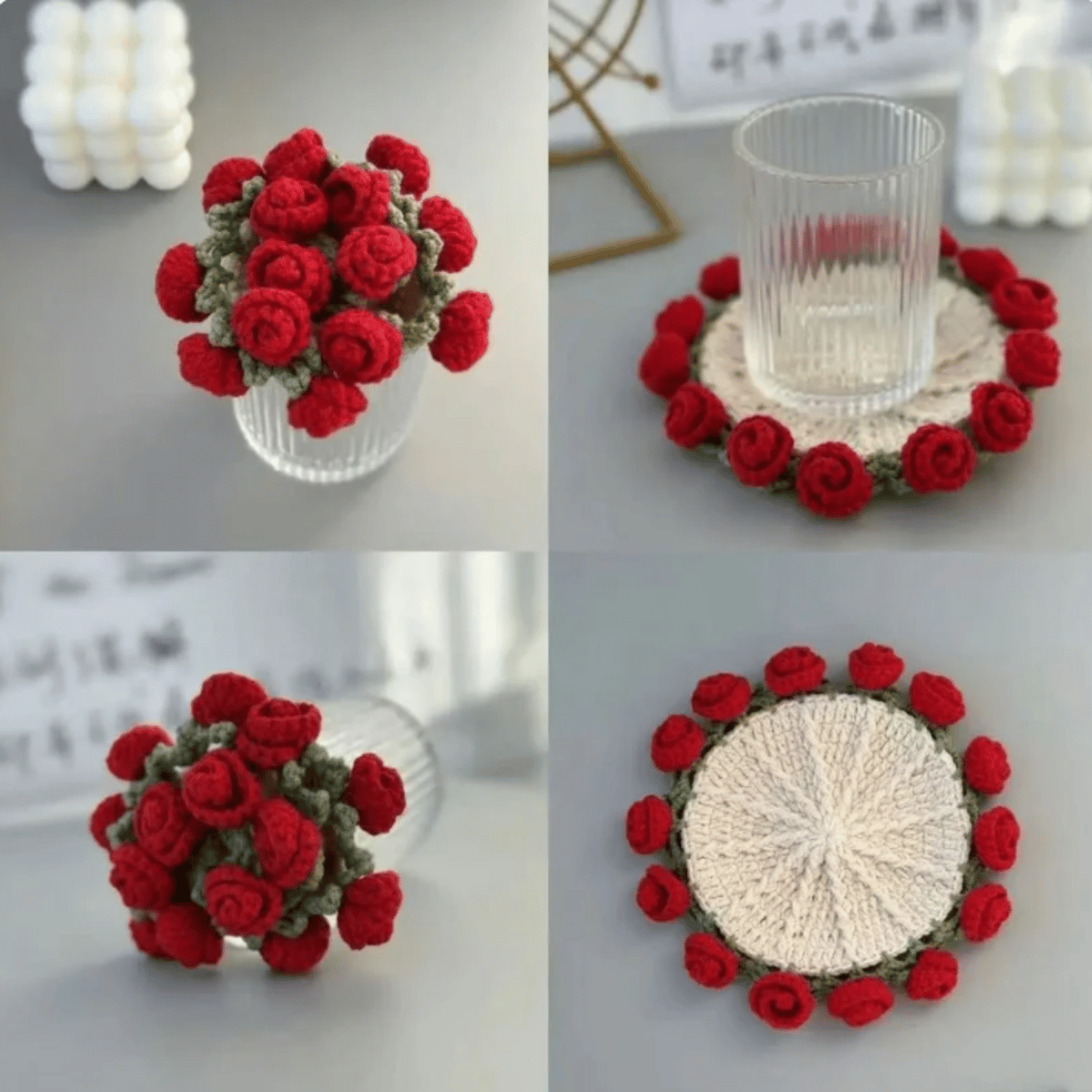 Rose Crochet Coaster PDF Pattern – Elegant Floral Table Decor Digital Download
