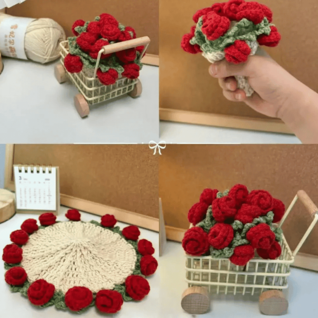 Rose Crochet Coaster PDF Pattern – Elegant Floral Table Decor Digital Download