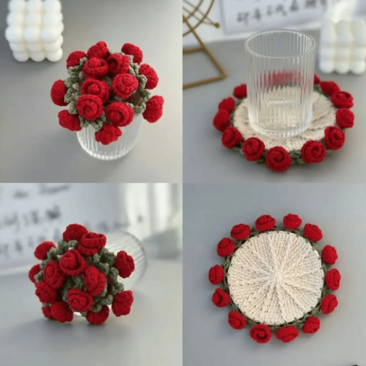 Rose Crochet Coaster PDF Pattern – Elegant Floral Table Decor Digital Download