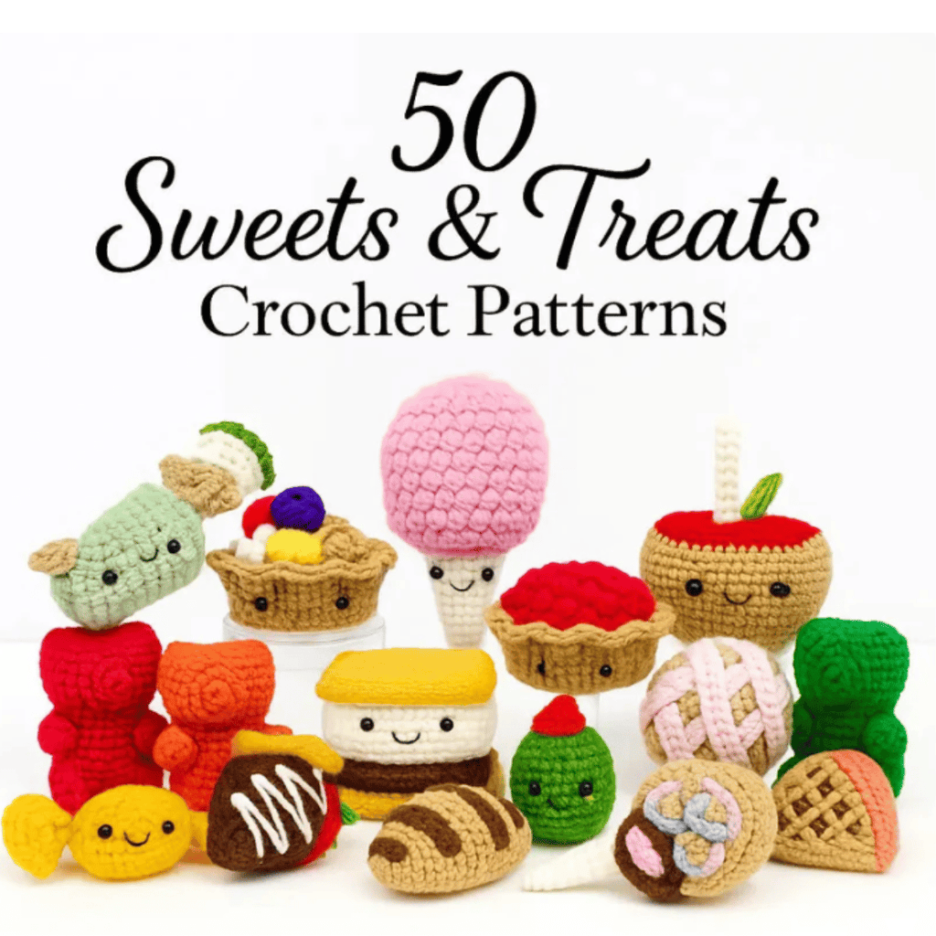 50 Sweets & Treats Crochet Pattern Bundle PDF – Amigurumi Dessert Collection Digital Download