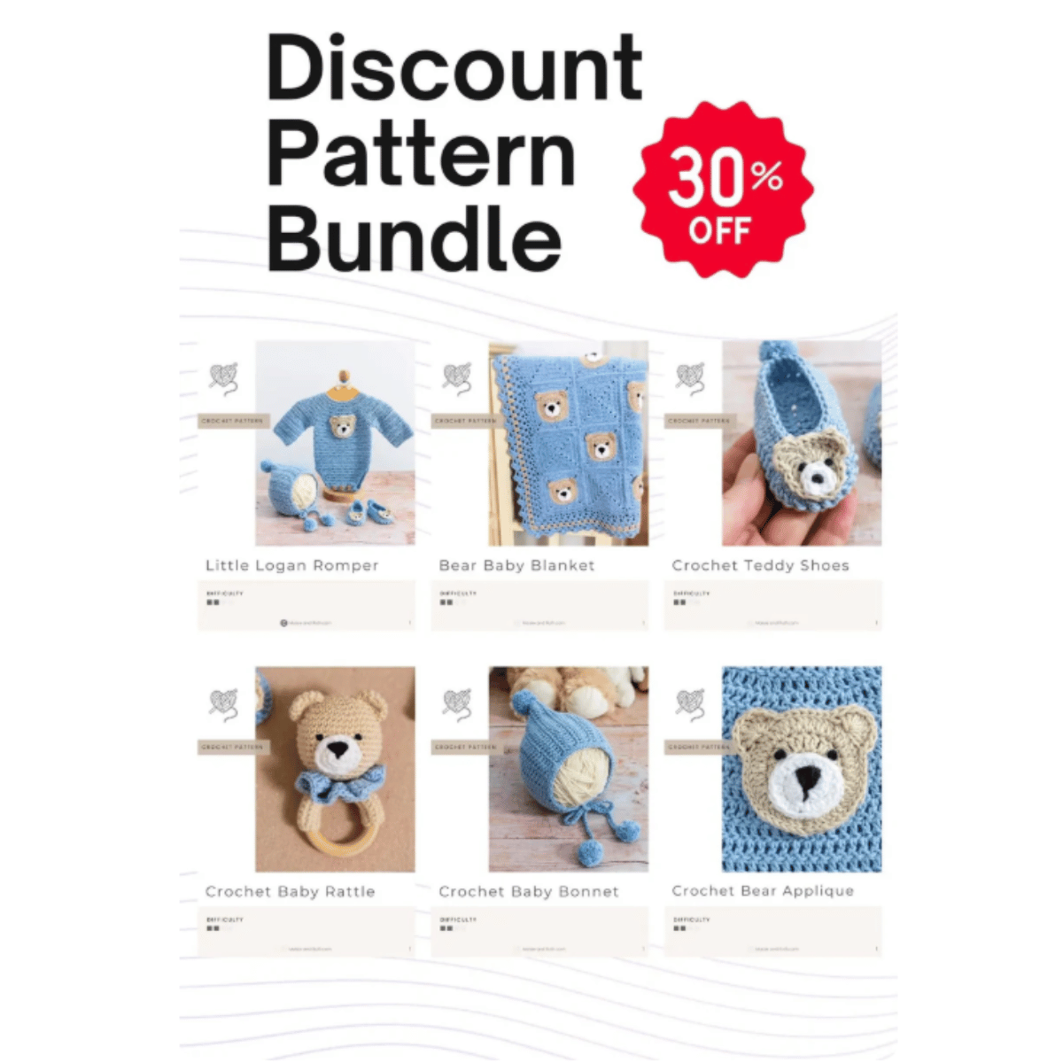Crochet Baby Bear Set ( 5 Patterns + Videos )
