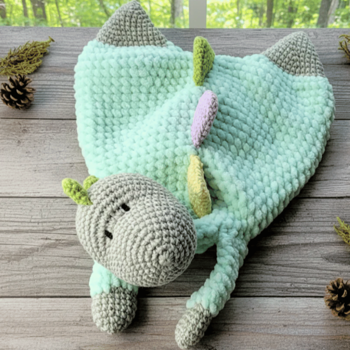 Dexter the Comforter Dinosaur Crochet Pattern PDF Baby Dino Lovey Tutorial