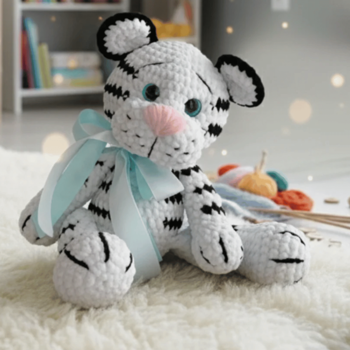 White Tiger Amigurumi Crochet Pattern PDF Jungle Plush Toy Tutorial