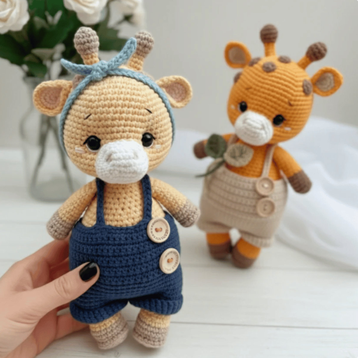 Lila & Enzo the Giraffes  🦒– Amigurumi Crochet Pattern PDF (Cute Giraffe Couple Plush)