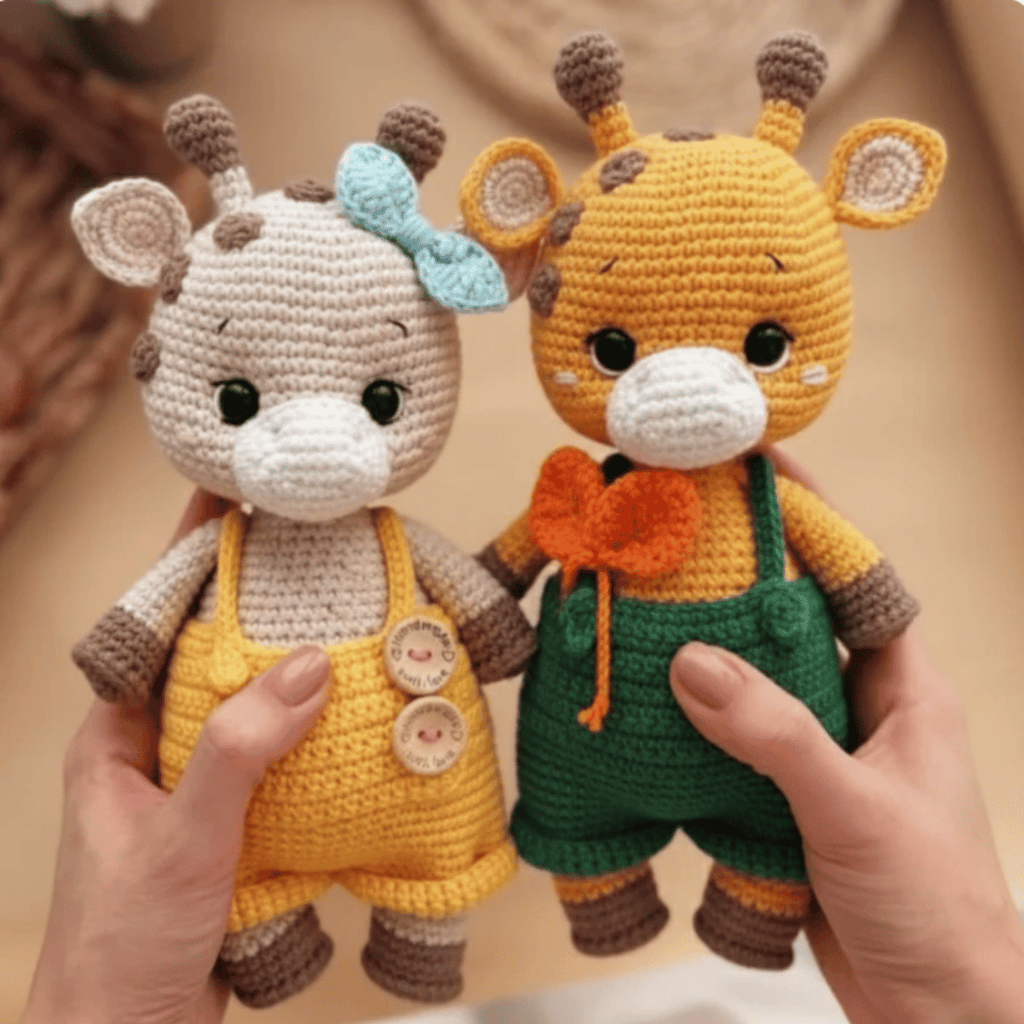 Lila & Enzo the Giraffes  🦒– Amigurumi Crochet Pattern PDF (Cute Giraffe Couple Plush)