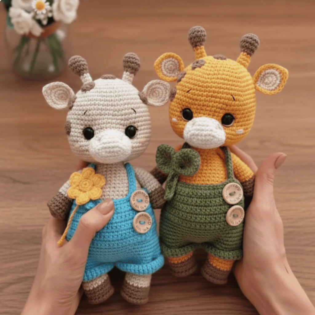 Lila & Enzo the Giraffes  🦒– Amigurumi Crochet Pattern PDF (Cute Giraffe Couple Plush)