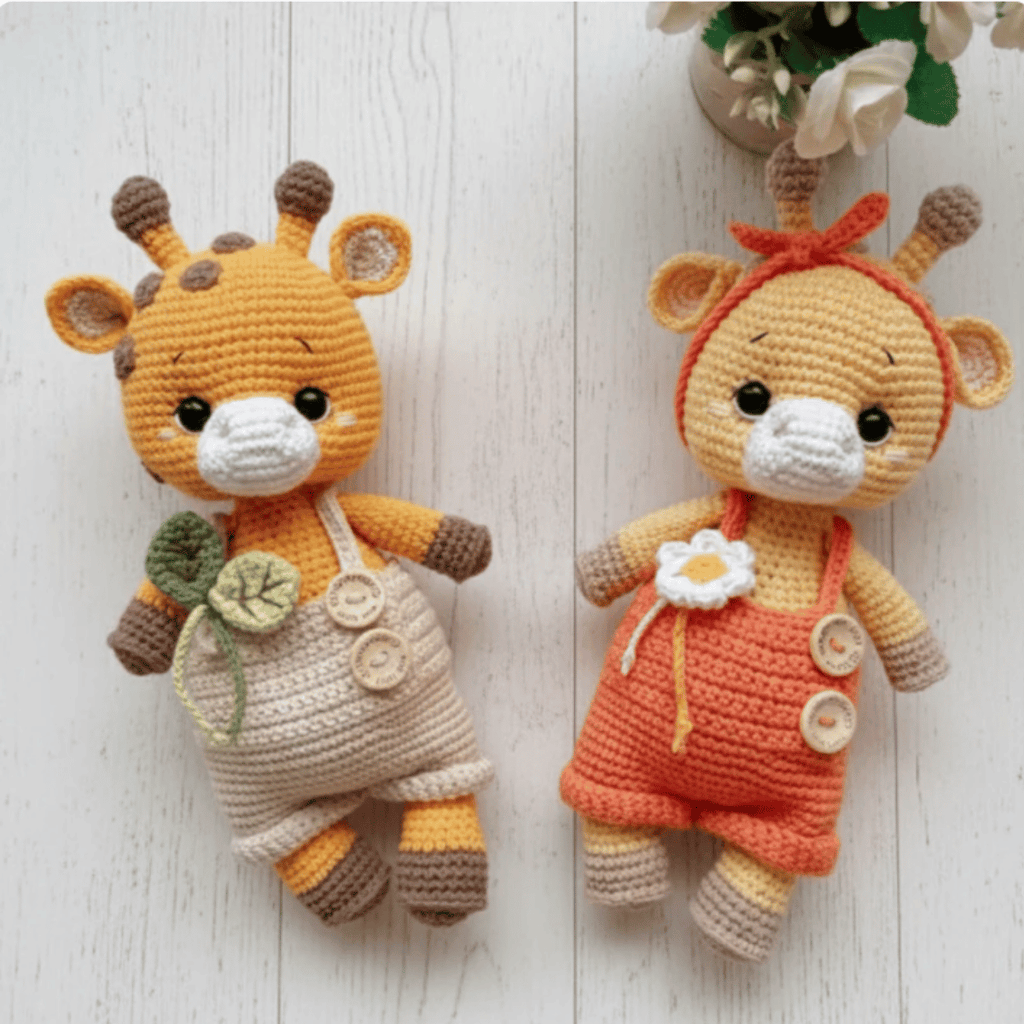 Lila & Enzo the Giraffes  🦒– Amigurumi Crochet Pattern PDF (Cute Giraffe Couple Plush)