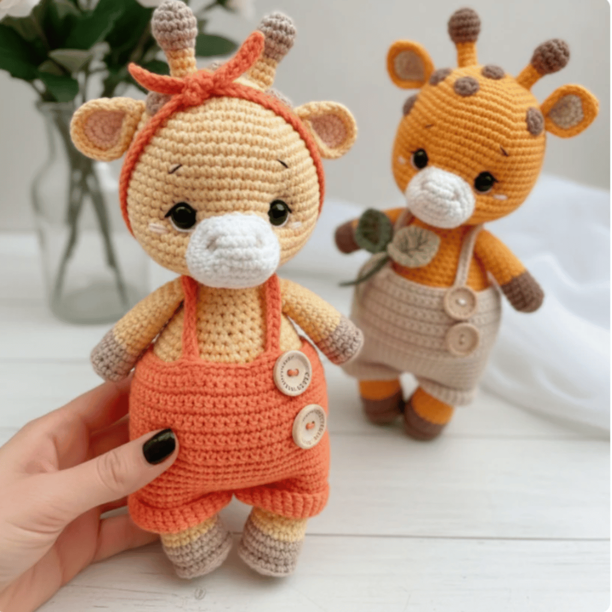 Lila & Enzo the Giraffes  🦒– Amigurumi Crochet Pattern PDF (Cute Giraffe Couple Plush)