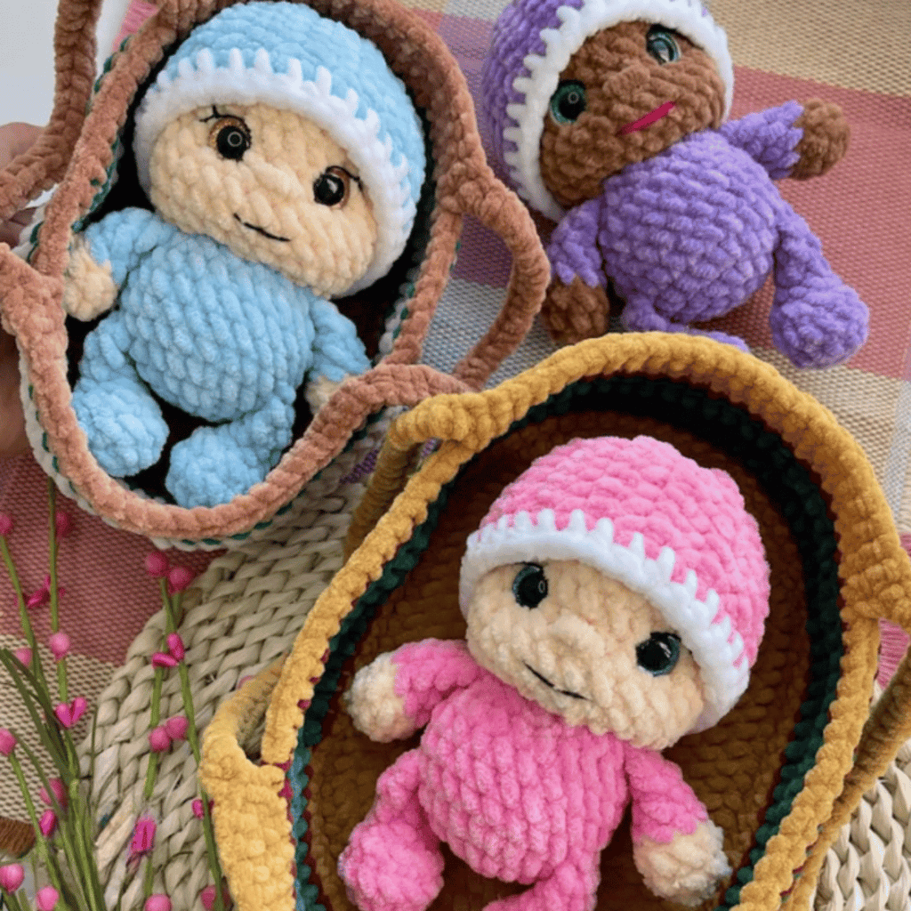 Baby Mila Crochet Baby with Carry Basket PDF Amigurumi Doll Tutorial