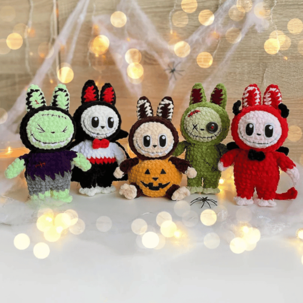 Labubu 5-in-1 Halloween Crochet Outfits PDF Doll Clothes Pattern Bundle