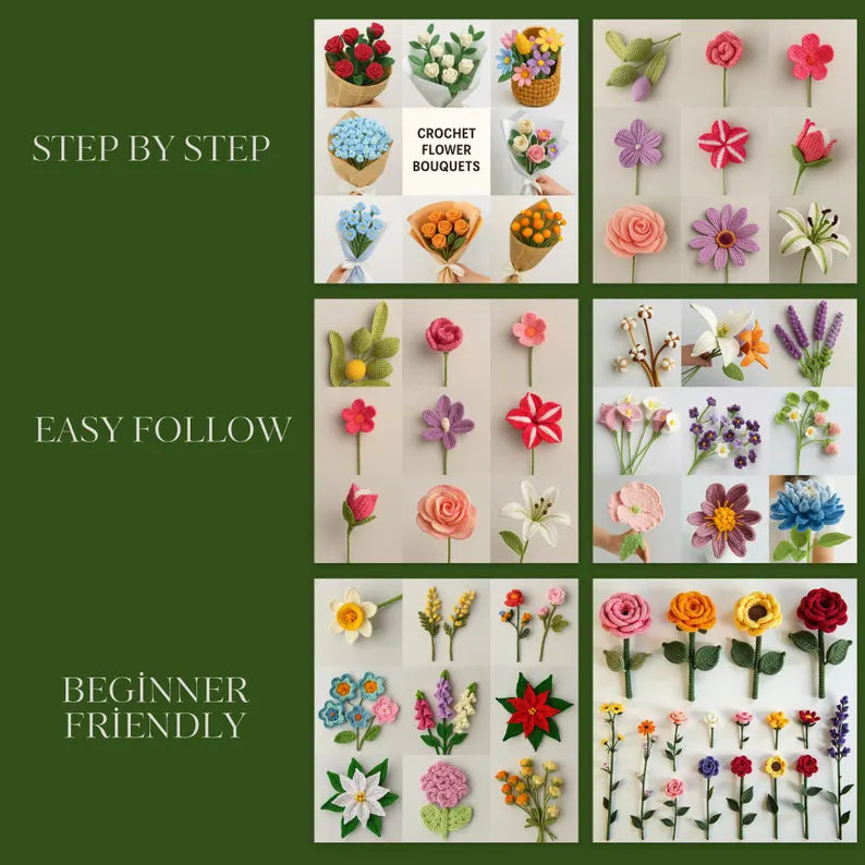 150+ Flower Crochet Pattern Bundle – Floral Bouquet & Botanical PDF Collection