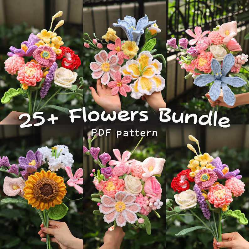 25+ Tulip Crochet Pattern Bundle – Flower Bouquet & Amigurumi PDF Collection