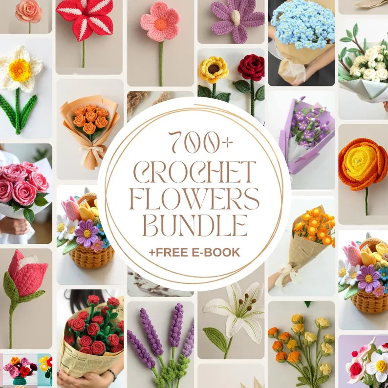 150+ Flower Crochet Pattern Bundle – Floral Bouquet & Botanical PDF Collection