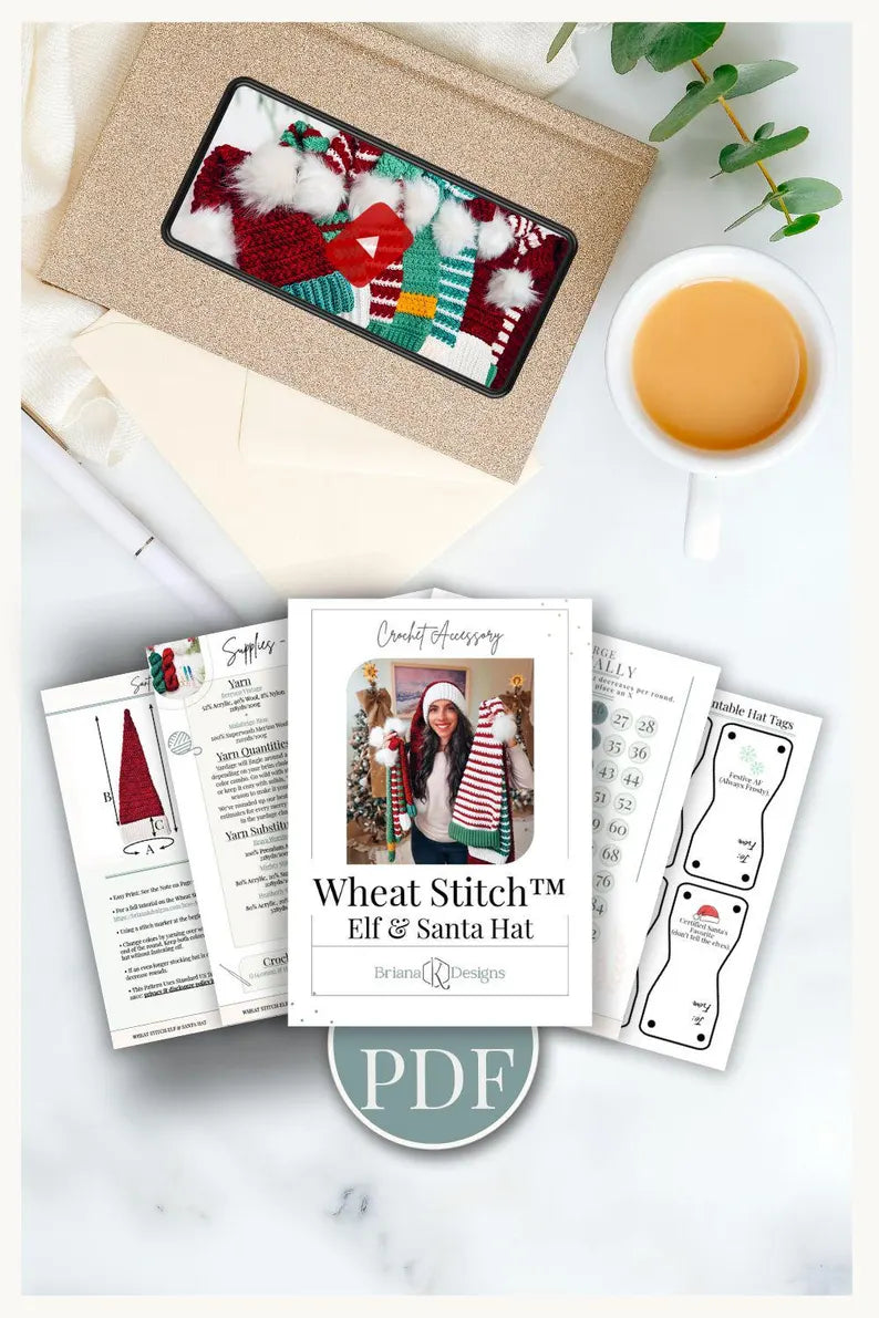Wheat Stitch Santa & Elf Hat Crochet Pattern – Christmas Stocking Cap