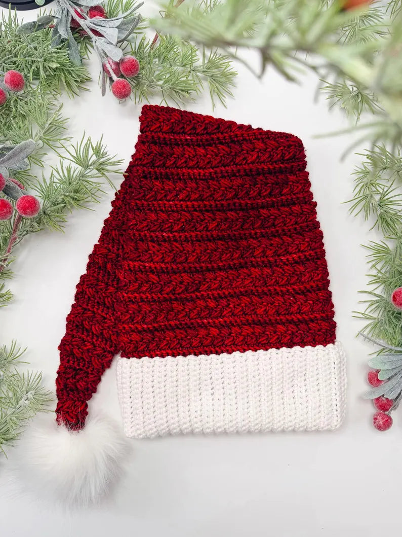 Wheat Stitch Santa & Elf Hat Crochet Pattern – Christmas Stocking Cap