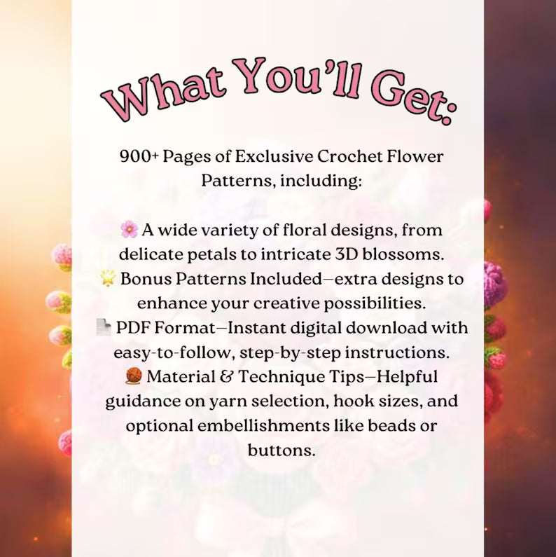 900+ Flower Bouquet Crochet Pattern Bundle – Floral Wedding & Garden PDF Collection