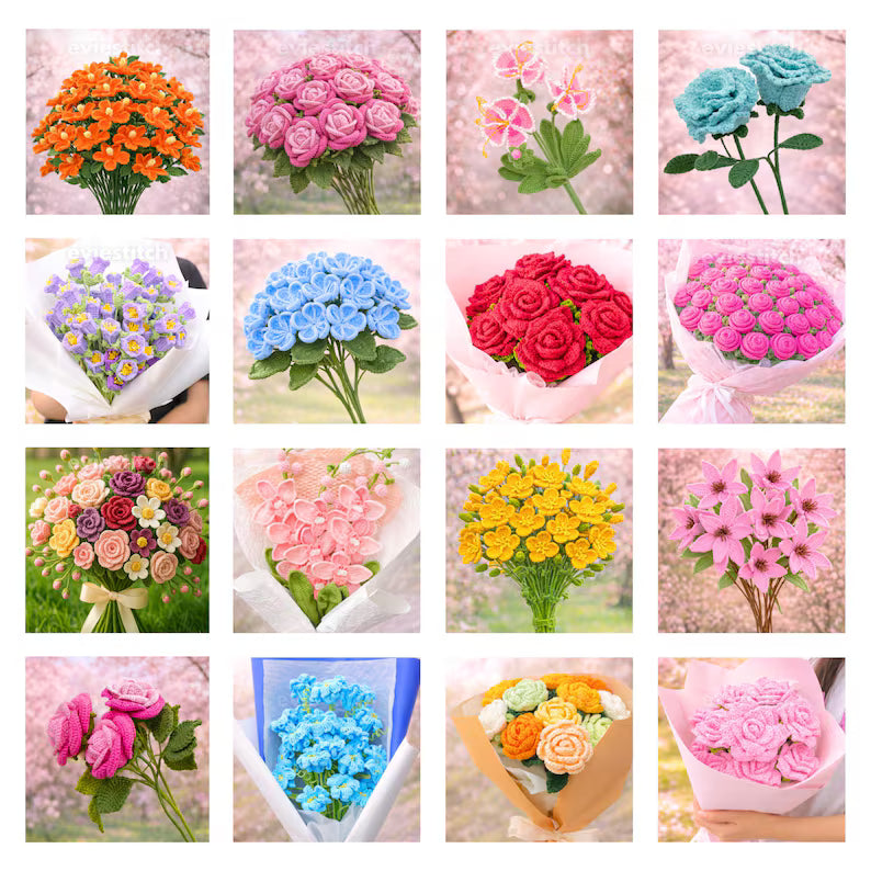 900+ Flower Bouquet Crochet Pattern Bundle – Floral Wedding & Garden PDF Collection