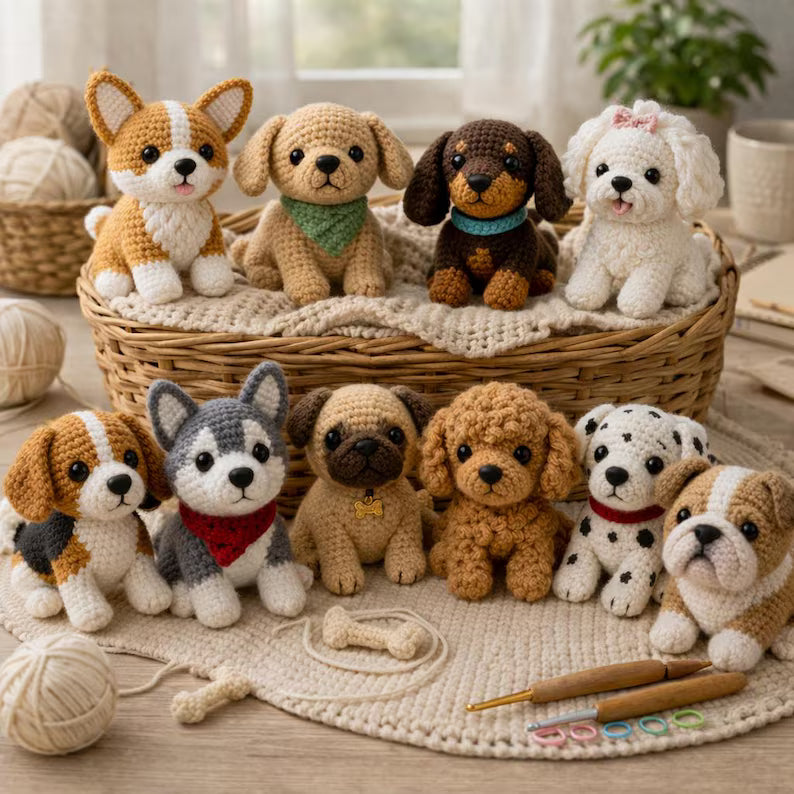140 Dog Crochet Pattern Bundle PDF – Puppy Amigurumi Mega Collection